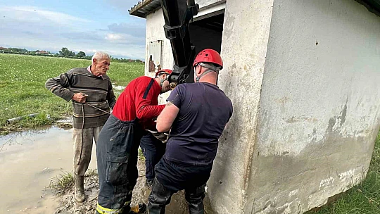 Su kuyusuna düşen ineklere kurtarma operasyonu
