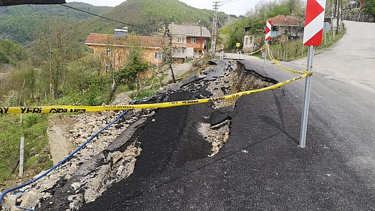 Hasankadı'da heyelanlı yola müdahale edilmedi